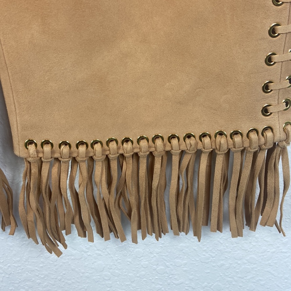 Nwot Michael Kors Collection Lamb Leather boho Fringe Whipstitched Pants - Picture 12 of 16